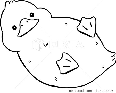 Cute Cartoon Duck Outline Hand Drawn Doodle 124002806