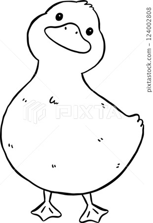 Cute Cartoon Duck Outline Front Standing Hand Drawn Doodle 124002808