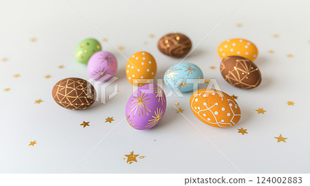 Colorful Eggs with Gold and Brown Colorful Eggs with Gold and Brown 124002883