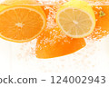 Fresh oranges and lemons 124002943