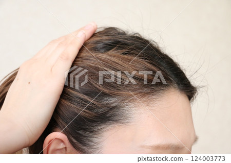 Side view of a woman's hairline 124003773
