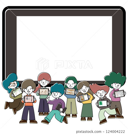 Vector illustration set of children enjoying tablet learning Vector illustration set of children enjoying tablet learning 124004222