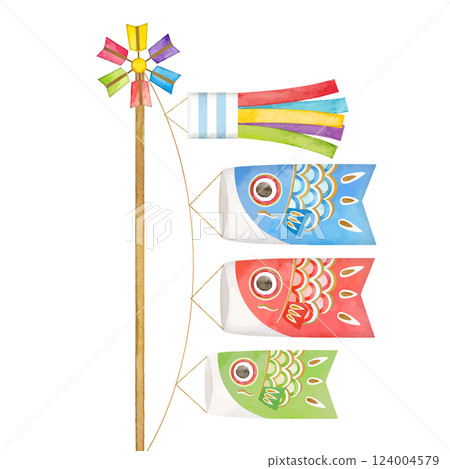 鯉魚旗的水彩手繪插圖 124004579