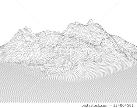 3D terrain wireframe image background vector illustration 124004591