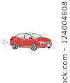 Hand-drawn drawing of a red car 124004608