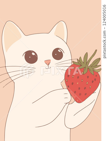 Cat Holding Strawberry 124005016