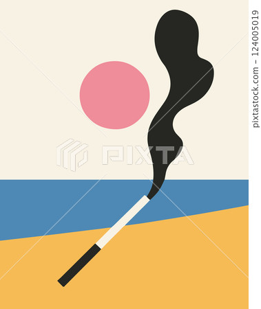 Smoking Cigarette on Beach Smoking Cigarette on Beach 124005019