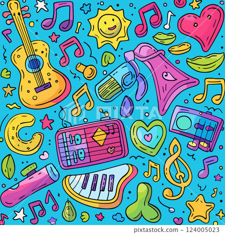 Musical Instruments and Symbols Doodle Musical Instruments and Symbols Doodle 124005023