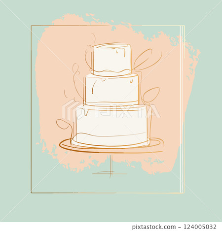 Three-Tiered Cake Illustration 124005032