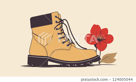 Boot and Flower Illustration 124005044
