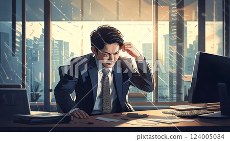 Depressed businessman (AI generated image) 124005084