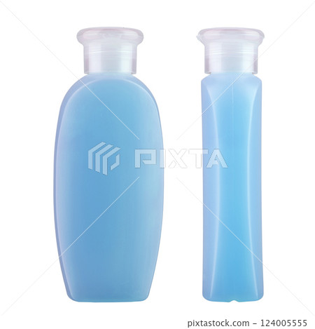 Shampoo in a plastic bottle isolated on a white background. 124005555