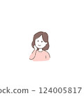 Hand-drawn illustration of a girl resting her chin on her hand 124005817