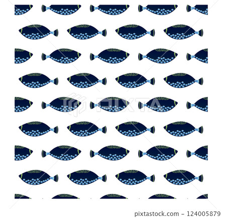 Exotic fish in flat style. Seamless pattern. Vector illustration. Exotic fish in flat style. Seamless pattern. Vector illustration. 124005879