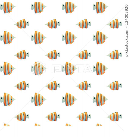 Exotic fish in flat style. Seamless pattern. Vector illustration. 124005920