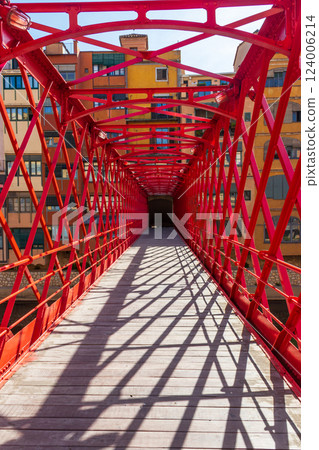 Red iron bridge or Girona Eiffel Bridge (Pont de les Peixateries velles, 1877) in Girona, Catalonia, Spain Red iron bridge or Girona Eiffel Bridge (Pont de les Peixateries velles, 1877) in Girona, Catalonia, Spain 124006214