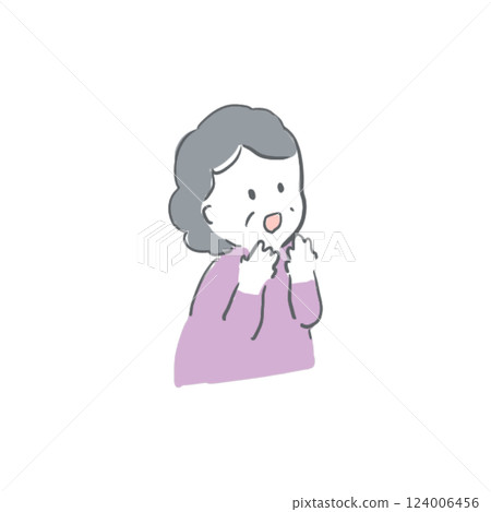 Hand-drawn illustration of a happy grandma 124006456