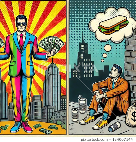 Illustration of Heaven and Hell for the Rich and the Poor 124007144