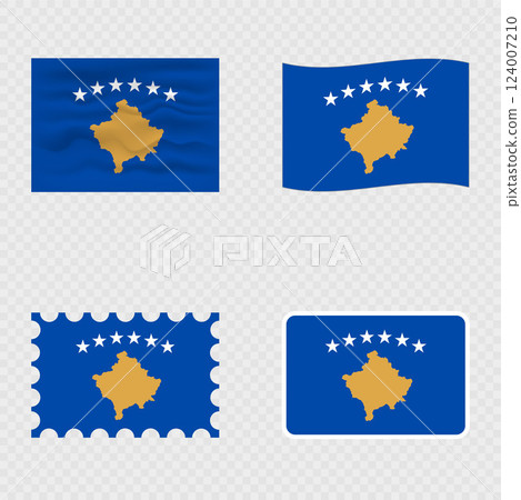 Kosovo national flag in four different styles. Kosovo national flag in four different styles. 124007210