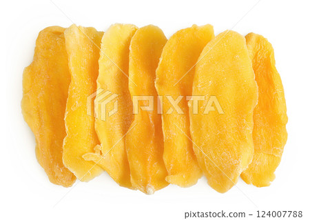 dried mango isolated on white background. Top view. Flat lay 124007788