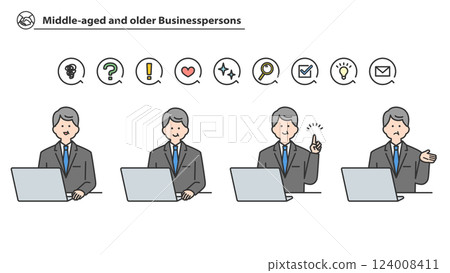 中老年商務人士面對電腦的變化集 124008411