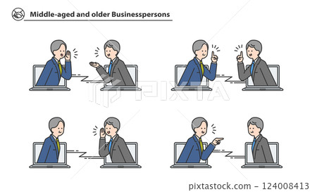 一群中老年商務人士在網路上交談 124008413