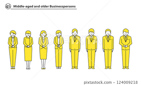 中老年商人全身頭像插畫素材集 124009218