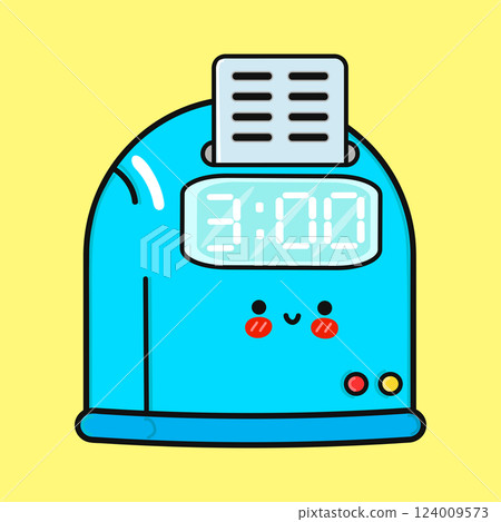 Cheerful Punch Clock Character. Cute Cartoon Time Recorder 124009573