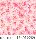 Spring watercolor seamless pattern. Watercolour florals. Pink flowers 124010289