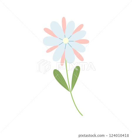 Stylized cute wildflower illustration isolated on white background. Hand drawn botanical clipart Stylized cute wildflower illustration isolated on white background. Hand drawn botanical clipart 124010418