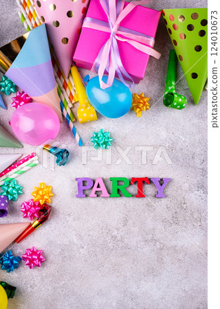 Birthday party celebration concept with papaer hat 124010673