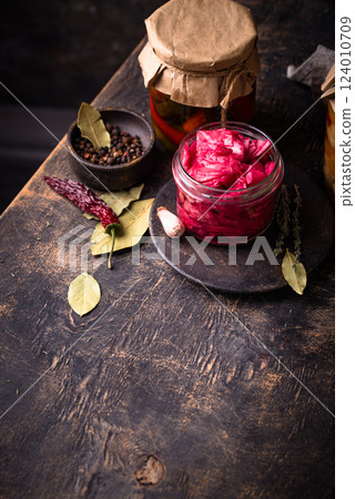 Healthy homemade fermented food in jars Healthy homemade fermented food in jars 124010709