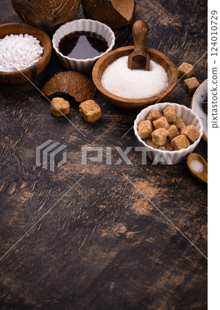 Various sugar replacement, healthy sweetener concept Various sugar replacement, healthy sweetener concept 124010729