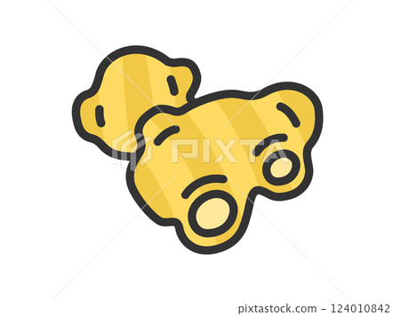 Illustration of ginger icon (line drawing color) 124010842
