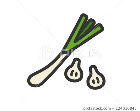 蔥圖示插圖（線條描色） 124010843