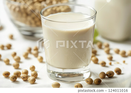 Soy milk with seeds. Generative AI Soy milk with seeds. Generative AI 124011016