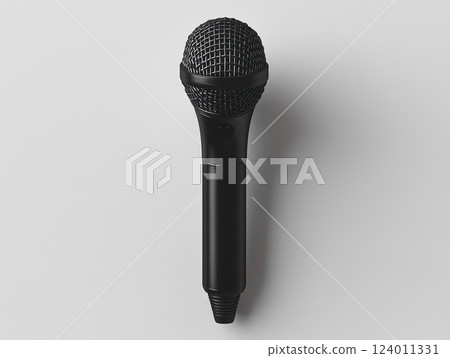 Stylish microphone design showcasing minimalism with soft lighting on pure white background Stylish microphone design showcasing minimalism with soft lighting on pure white background 124011331