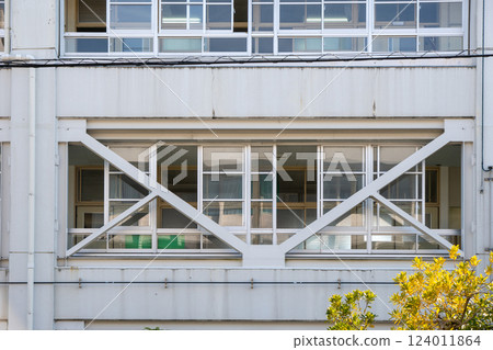 A school building that has been reinforced to be earthquake-resistant A school building that has been reinforced to be earthquake-resistant 124011864