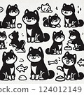 Black Shiba Inu Illustration② 124012149