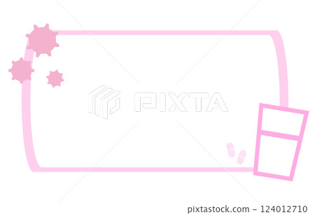 以藥物和健康為主題的病毒和杯子粉紅色框架 以藥物和健康為主題的病毒和杯子粉紅色框架 124012710