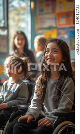 Inclusive classroom environment with diverse students actively learning together Inclusive classroom environment with diverse students actively learning together 124012782