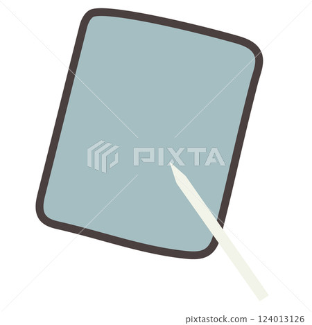 平板電腦和鉛筆套裝：簡單而時尚的手繪插圖 124013126