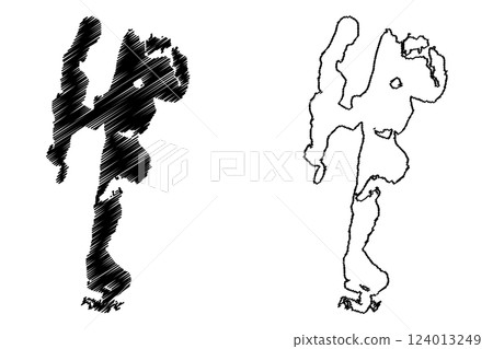 Lake St. Lucia (Africa, Republic of South Africa, RSA) map vector illustration, scribble sketch Saint Lucia map 124013249
