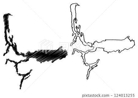 Lake Argentino (South America, Argentine Republic, Argentina) map vector illustration, scribble sketch Lago Argentino map 124013255