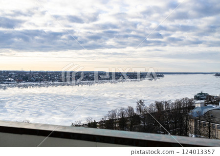 above view of river embankments in Kostroma city 124013357
