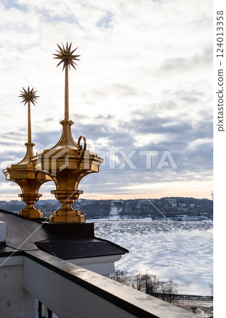 decor of Cathedral and view of river in Kostrom decor of Cathedral and view of river in Kostrom 124013358
