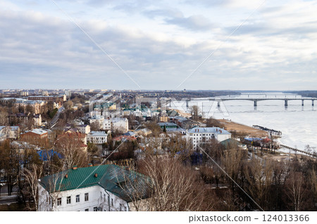 Kostroma cityscape with bridge and river in winter Kostroma cityscape with bridge and river in winter 124013366
