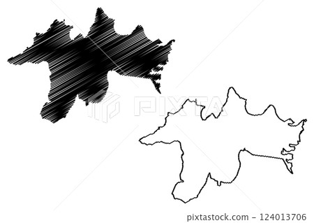 Lake Shanti Sagara (Republic of India) map vector illustration, scribble sketch Sulekere map 124013706