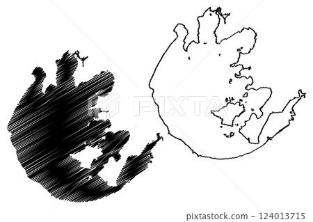 Lake Tai (People's Republic of China, PRC) map vector illustration, scribble sketch Taihu or T'ai-hu map 124013715