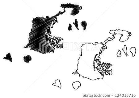 Lake Tengiz (Republic of Kazakhstan) map vector illustration, scribble sketch Teniz koli map 124013716